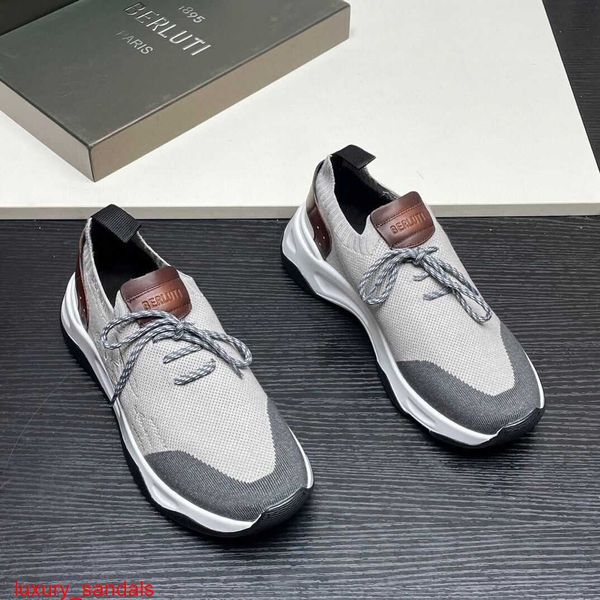 Leather Sneaker BERLUTI Casual Shoes Berluti Shadow Grey Men's Sports Shoes This Pair of Socks Has a Comfortable Inner Lining HBN2