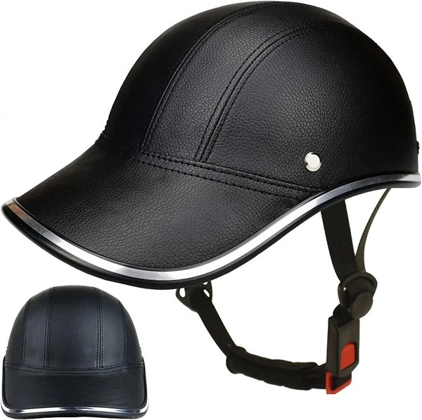 Berretto da baseball per bicicletta Caschi Motocross Bici elettrica Casco di sicurezza per ciclismo in pelle ABS con cinturino regolabile per uomo adulto Donna 240106