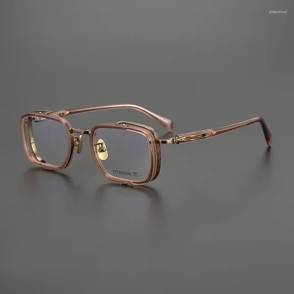Sonnenbrillenrahmen 2024 Mode Brillenrahmen Männer Retro Designer Quadratische Titan Optische Brillen Myopie Lesen Frauen Personalisierte Brillen