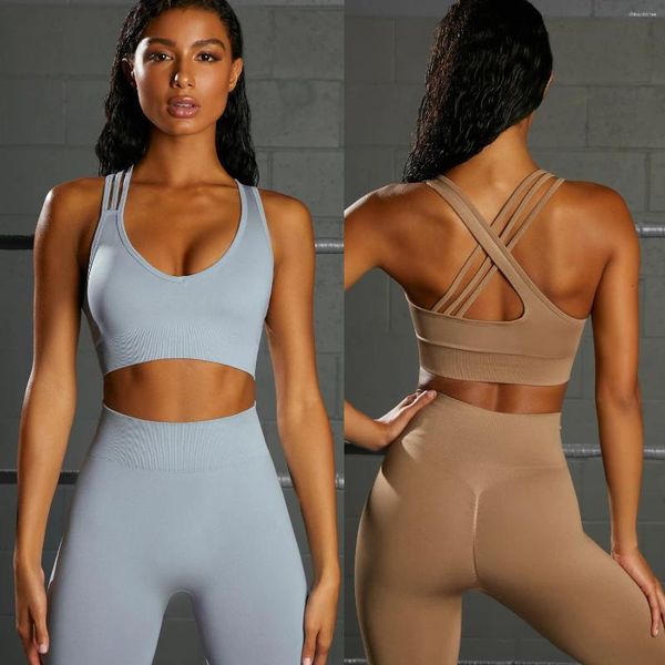 Conjuntos ativos AI Conjunto de ioga sem costura Fitness Sports Suit Honey Peach Hip Lift Tight