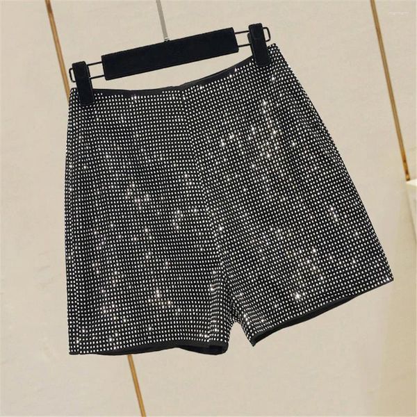 Damen-Shorts, 2024, S, Strass, schick, sexy, glänzend, voller Diamanten, Damen, Stretch, Y2K, hohe Taille, glitzernd, Bling, Clubwear, Streetwear