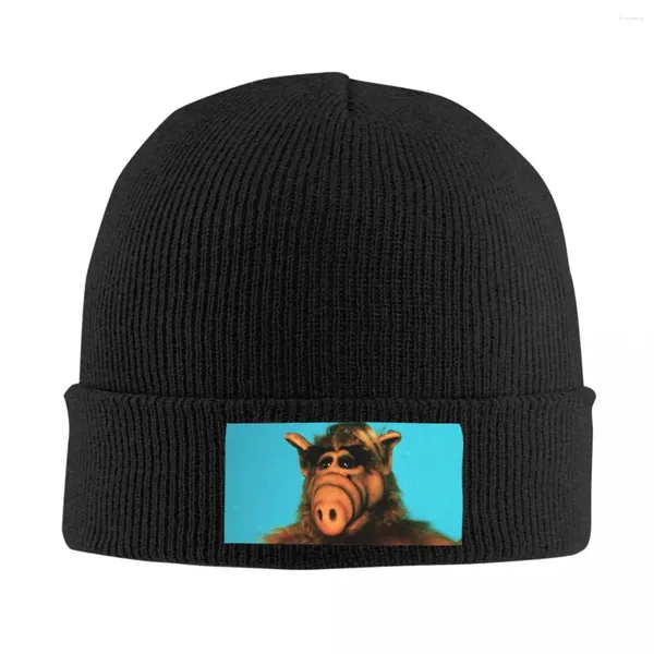 Berets engraçado alf crânios beanies bonés unisex inverno quente malha chapéu adulto alienígena forma de vida sci fi tv mostrar bonnet chapéus ao ar livre boné de esqui