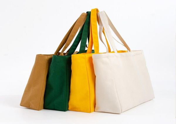 34x12x31cm 17 cores grandes sacos de compras de lona em branco eco reutilizável bolsa de ombro dobrável bolsa sacola de algodão fwd85857977600