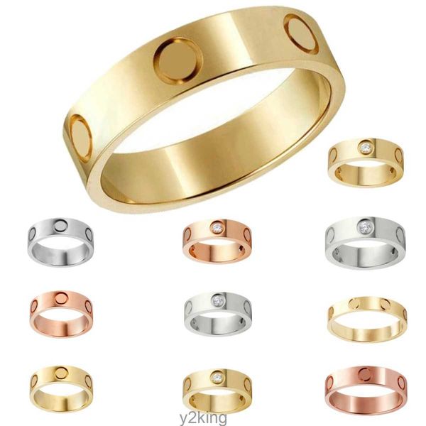 Womens Love Ring Mens Designer Coração Banda Anéis Casal Jóias Titânio Aço Moda Clássico Ouro Prata Rosa Cor Parafuso com Diamantes Tamanho 510 Caixa Vermelha G OWC1