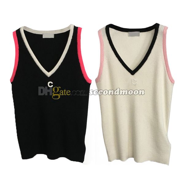 Regatas com decote em V Top feminino de lã esportiva estilo casual camiseta de malha sem mangas coletes respiráveis