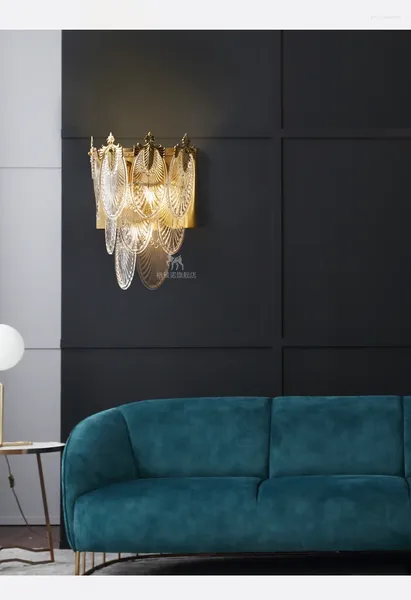 Lâmpadas de parede pós-moderna lâmpada de cobre sala de estar quarto cabeceira tv fundo vidro criativo