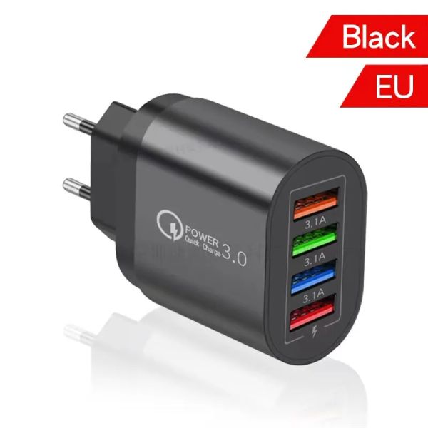 Caricatore USB 3A Carica rapida 3.0 Adattatore caricatore da muro per telefono cellulare 4USB per Samsung S24 iPhone 15 Xiaomi oneplus Caricatore rapido