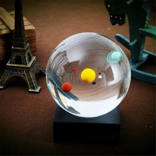 Artesanato decoração de vidro de cristal Sistema solar de oito objetos Bola Cristões criativas de quartzo esfera