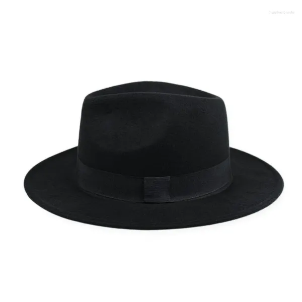 Berretti Cappello in feltro per uomo Donna Berretti alla moda Fedora Nero