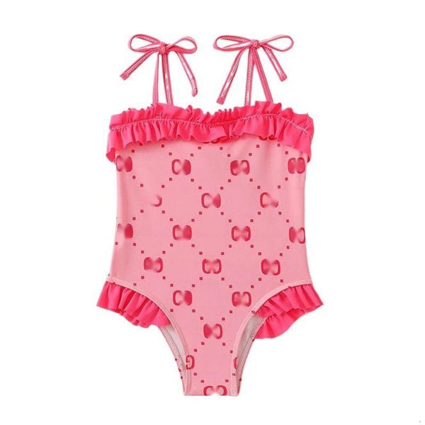 Bikini Gg Designer-Bademode für Damen, neuer trendiger Kinder-Overall mit schulterfreiem G-Buchstaben, süßer Badeanzug mit plissiertem Rand für Mädchen im Alter von 1 bis 10 Jahren