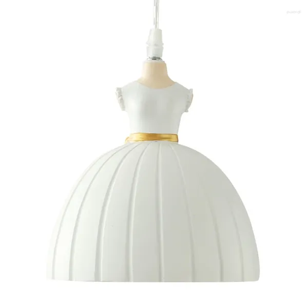 Lâmpadas pendentes estilo branco puro balé vestido luzes nórdicas crianças quarto menina sala de cabeceira iluminação de resina