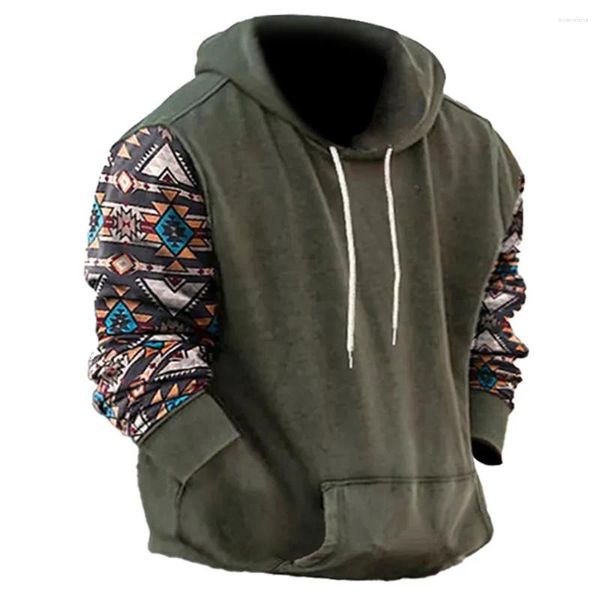 Felpe con cappuccio da uomo 2024 Felpa con cappuccio invernale da uomo invernale Harajuku Grafica etnica del vento Abiti vintage Camicia pullover Casual Street Hood allentato