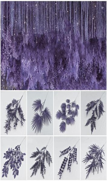 Peças centrais de casamentos decoração flores artificiais decoração de casamento azul escuro roxo vários estilos samambaia grama linha materiais de estrada or9878602