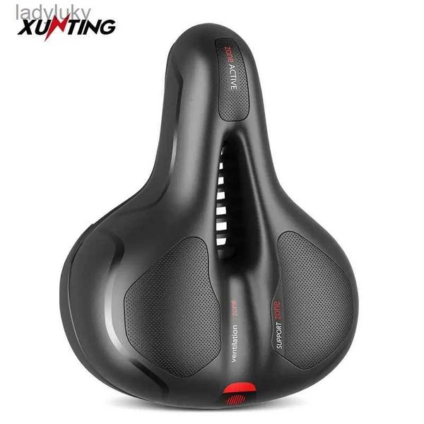 Bicicleta Saddles Oco Respirável Bicicleta Sela Homens Mulheres MTB Road Bike Saddle Absorção de Choque Confortável Big Butt Bike Assento Segurança WarningL240108