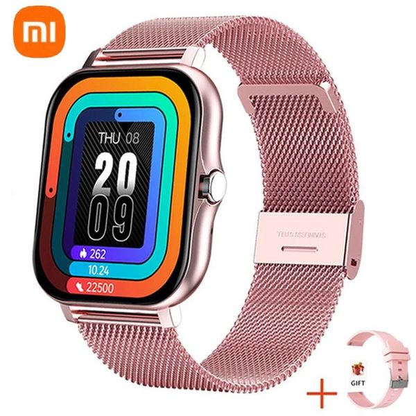 Смотрите xiaomi 2022 Новые умные часы Whate Women Fashion Bluetooth Call Watch The Fitness Tracker Водонепроницаемые спортивные дамы для мужчин для Android iOS