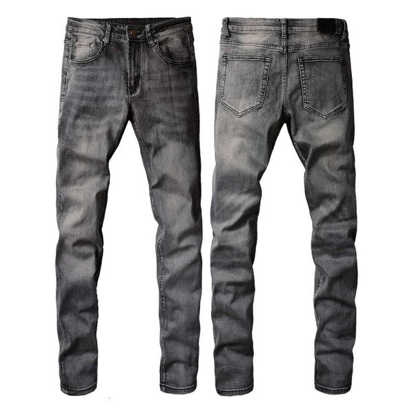 Herren-Designerhose, lila Jeans, Amris 1319, trendige High-Street-Jeans, dunkelgraue Slim-Fit-Jeans für Herren mit kleinen Füßen