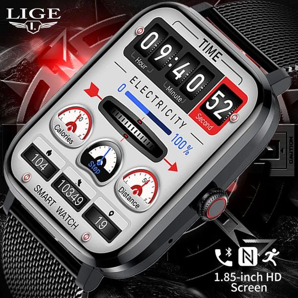 Uhren LIGE HD Bildschirm Full Touch NFC Zugangskontrolle Fitness Sport Uhr Für Männer Smart Uhr Bluetooth Anruf Smartwatch 2022 uhr Neue