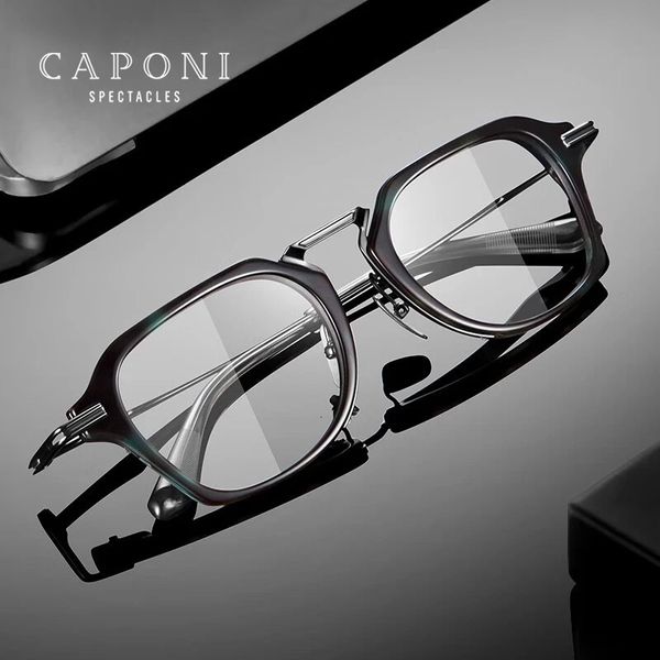 Caponi moda cavalheiros óculos quadro acetato puro retro anti luz azul óculos designer alemão óculos jf413 240108