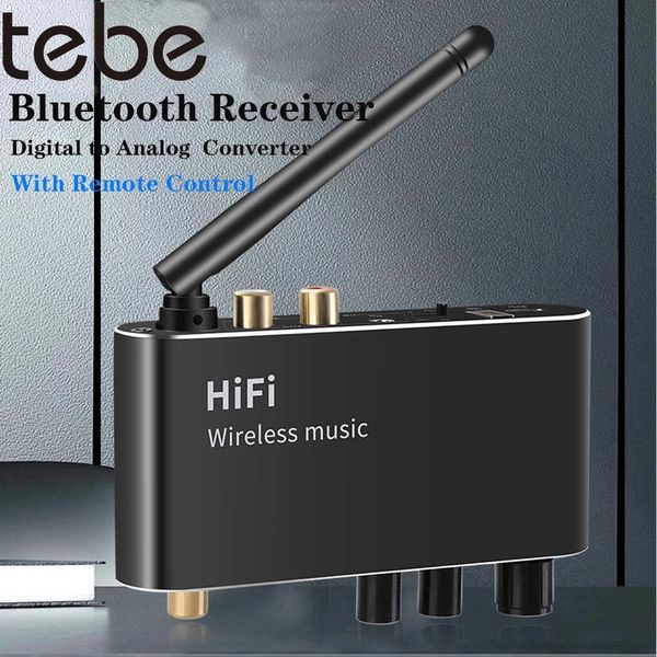 Anschlüsse tebe Bluetooth 5.1-Empfänger Digital-Analog-Audiokonverter Koaxial-Glasfaser 3,5-mm-Aux-Wireless-Adapter Unterstützt USB-Festplatte