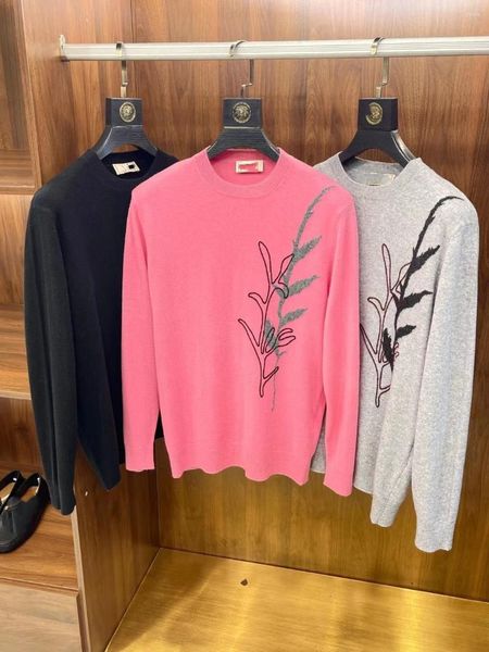 Erkek Sweaters 2024 Kış Moda Jakar Deseni Yüksek Kaliteli Yün İplik Karışık Çok Yönlü Yuvarlak Yuvarlak Boyun Kaşmir Sweater