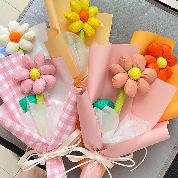 Dekoratif Çiçekler Kawaii Yapay Ins Buketleri Düğün Doğum Günü Partisi Dekorasyon Öğretmen Günü Hediyeleri İçin El Yapımı Sahte Buket