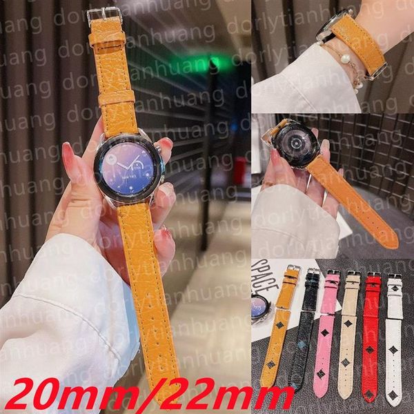 20mm 22mm Bänder für Samsung Galaxy Watch Active 2 40mm 44mm 3 Gear Sport Handgelenk Armband Ersatz Luxus PU Leder Armband 20264I