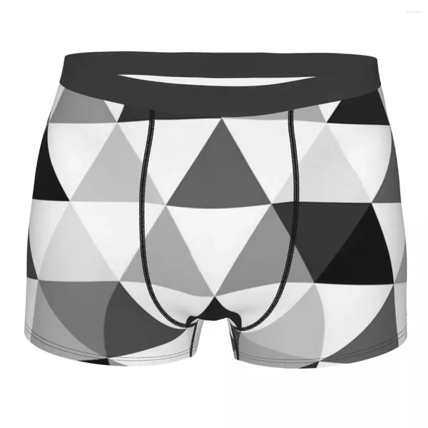 Mutande Triangoli In Fantasia Geometrica Nera Grigia E Bianca Mutandine In Cotone Intimo Uomo Pantaloncini Stampati Boxer Slip