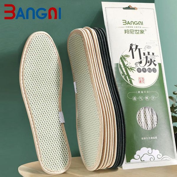 2 pares 3ANGNI plantillas antiolor y desodorantes de carbón de bambú malla de arena absorbente transpirable cómoda almohadilla para zapato suela 240108