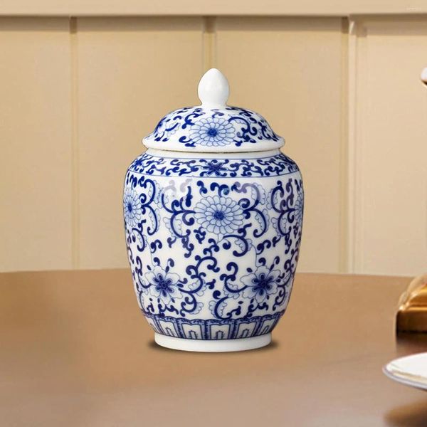 Garrafas de armazenamento cerâmica gengibre jar estilo vintage chinês multi propósito presente asiático para