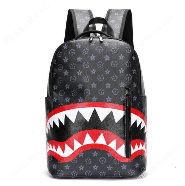 Zaino stile designer zaino modello squalo Zaino unisex in pelle avanzata di grande capacità Zaino moda giovane Zaino per studenti Borsa da scuola