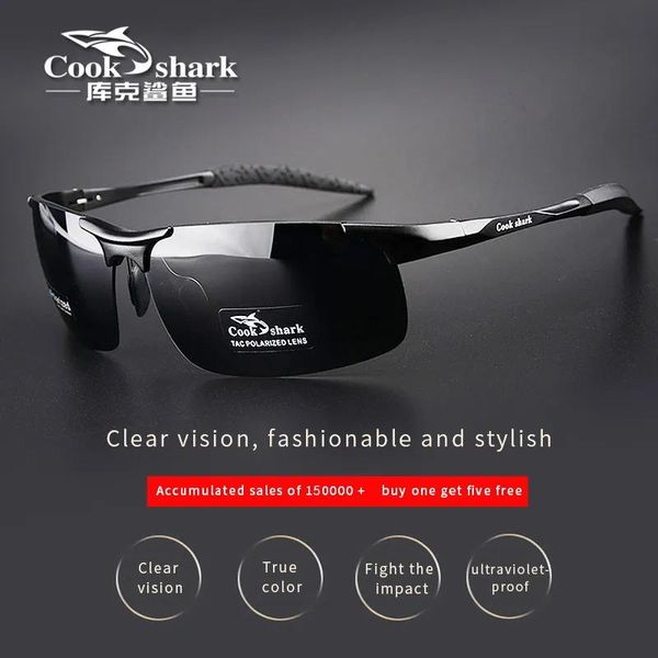 Sonnenbrille Cook Shark's Neue Aluminium-Magnesium-Sonnenbrille Herren-Sonnenbrille HD-polarisierte Fahrfahrer-Farbbrille Tide