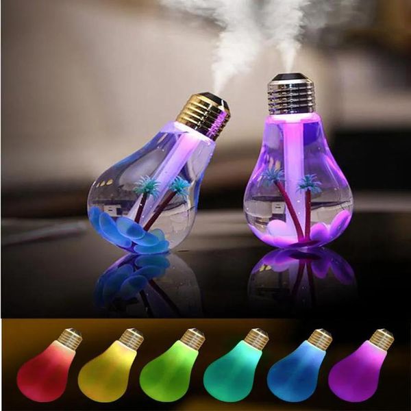 Diffusoren 400 ml USB-Ultraschall-Luftbefeuchter, buntes Nachtlicht, ätherisches Öl, Aroma-Diffusor, Lampenbirnenform mit innerer Landschaft