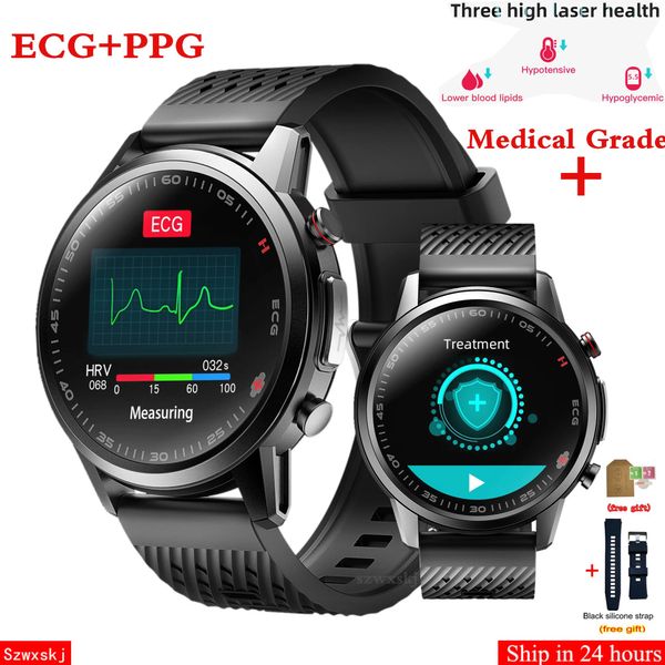 Relógios f800 f900 smartwatch com saúde médica três tratamento a laser alto menor lipídios sanguíneos hipotensor hipoglicêmico ecg relógio inteligente