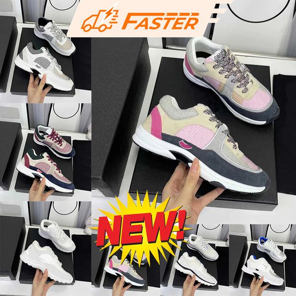 Chan Designers sneaker Scarpe da corsa casual 2024 Nuova suola spessa Moda Color block Testa tonda Stringata Innalzamento Versatile antiscivolo Trendy