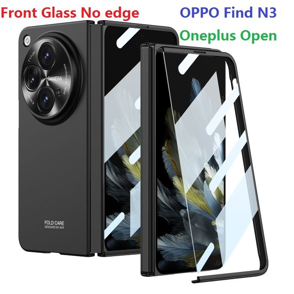 Plástico para oneplus caso aberto fosco frente transparente filme de vidro sem proteção de borda oppo encontrar n3 capa