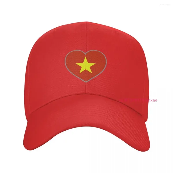 Bonés de bola mais cor vietnamita bandeira coração unisex ajustável snapback boné de beisebol homens mulheres ao ar livre hip hop para presente de verão