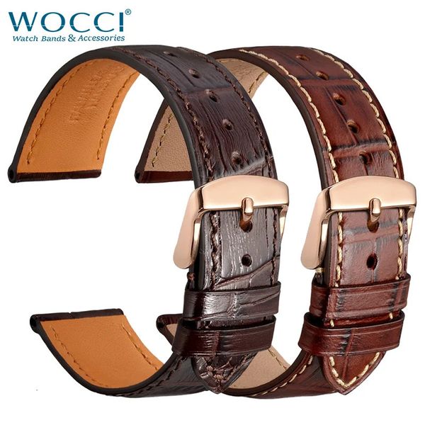 WOCCI Accessori per orologi Bracciale Cintura Cinturino in morbida pelle goffrata in alligatore 18 19 20 21 22 mm Cinturini per orologi 240106