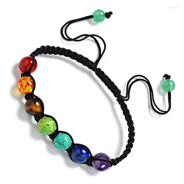 Braccialetti con ciondoli 7 Chakra Guarigione Equilibrio Pietre di preghiera naturali Intrecciato Yoga Reiki Perline Bracciale Bangle Gioielli unisex Bigiotteria