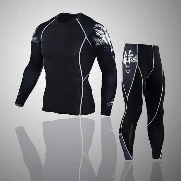 Underpants Männer Running Suit Fitnessstudio T -Shirt + Leggings Kompression Unterwäsche Sport Strumpfhosen Schnell trocken Rashgarda MMA Training Jogging Anzug 4xl