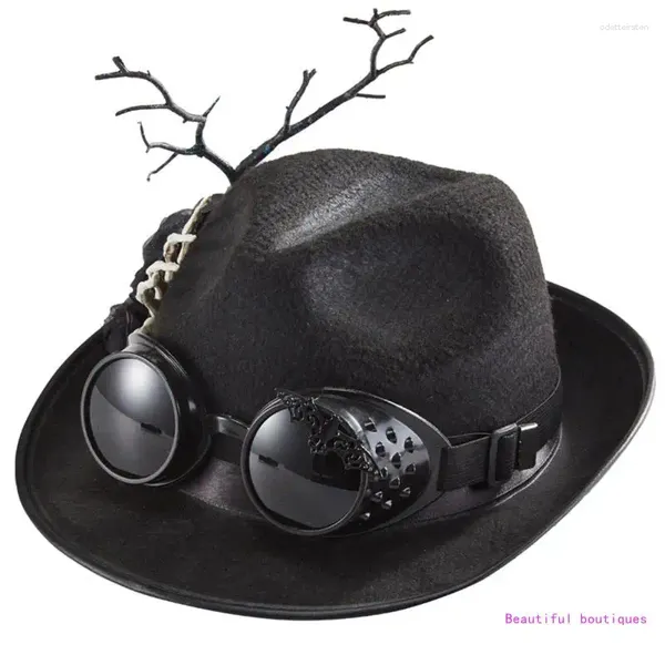 Berretti Steampunk Cappello a cilindro Halloween Gay Black Men Costume Accessorio Carnevale Nightclub DropShip