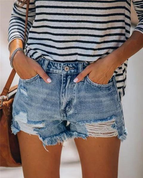 Jeans 2020 Heißer Verkauf Sommer frauen Zerrissene Jeans Shorts Mode Beiläufige Dünne Denim Shorts Büro Damen Shorts Kleidung S2xl