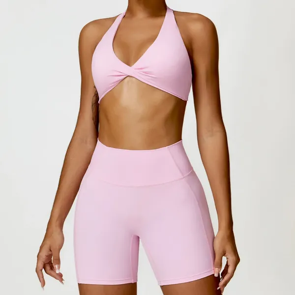 Conjuntos ativos push up treino feminino lycra ginásio conjunto feminino 2024 duas peças esporte leggings sutiã roupa pilates roupas yoga wear rosa marrom xs