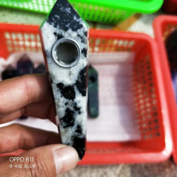 Handwerk bester Verkauf natürlicher Quarz weiß schwarz Schneeflocken Obsidian Kristall Rauchpfeife Heilpunkt Zauberstab Tabak Zigarette