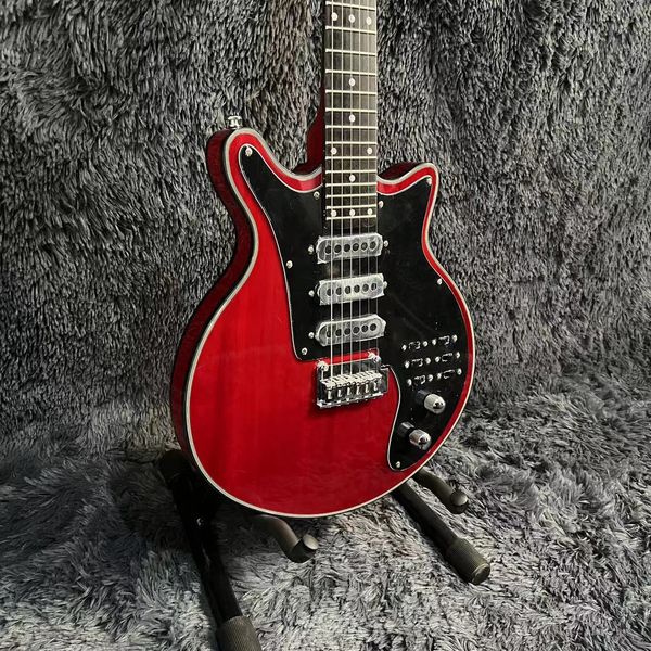 Брайан Мэй Электрогитара Твердый корпус из палисандра Накладка на гриф красного цвета Floyd Tremolo Bridge 3 Burns Pickups Высокое качество Guitarra Бесплатная доставка может быть настроена