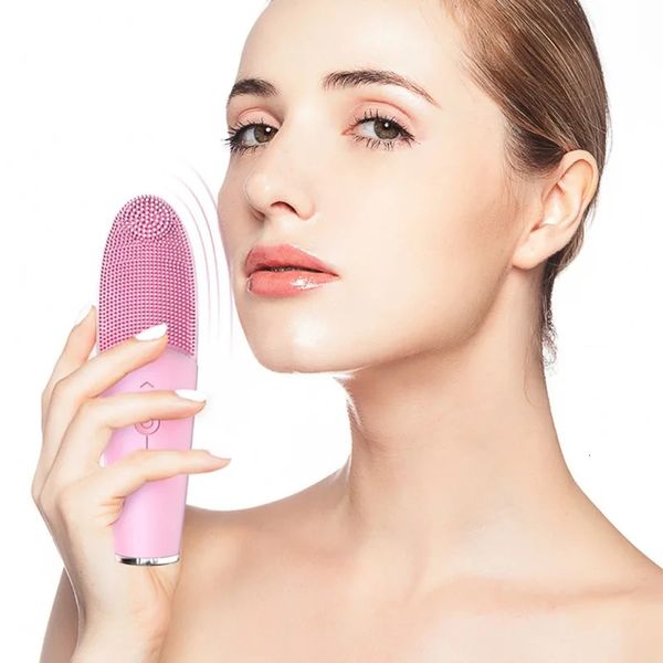 Strumento per la cura della pelle di bellezza del prodotto della spazzola per la pulizia impermeabile delle vibrazioni ad ultrasuoni della lavatrice per il viso in silicone 240106