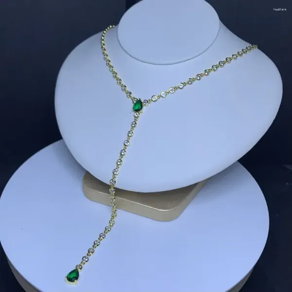 Ketten Vergoldet Mode Frauen Schmuck Geometrische Runde Tropfen Zirkonia Lange Sexy Kette Y Lariat Halskette