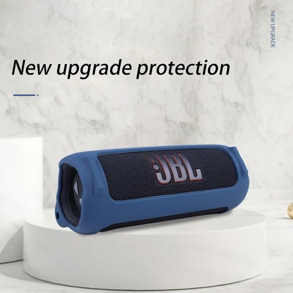 Alto-falantes novo caso de alto-falante bluetooth capa de silicone macio pele com cinta mosquetão para jbl flip6 sem fio bluetooth alto-falante saco