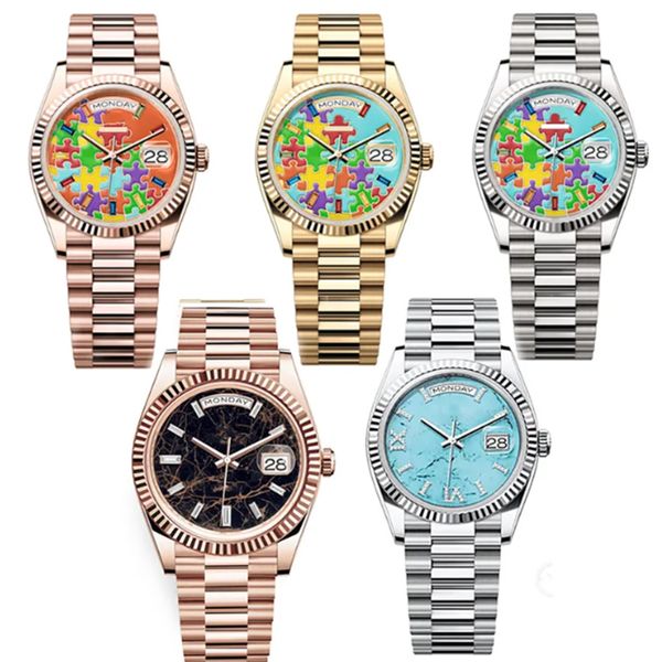 Luxus -Designer Männer Uhr Watch Green Dial mit Diamond 36 mm/40 mm Automatische mechanische Bewegung Mode Casual Women's Watch Montre de Luxe Geschenkwache