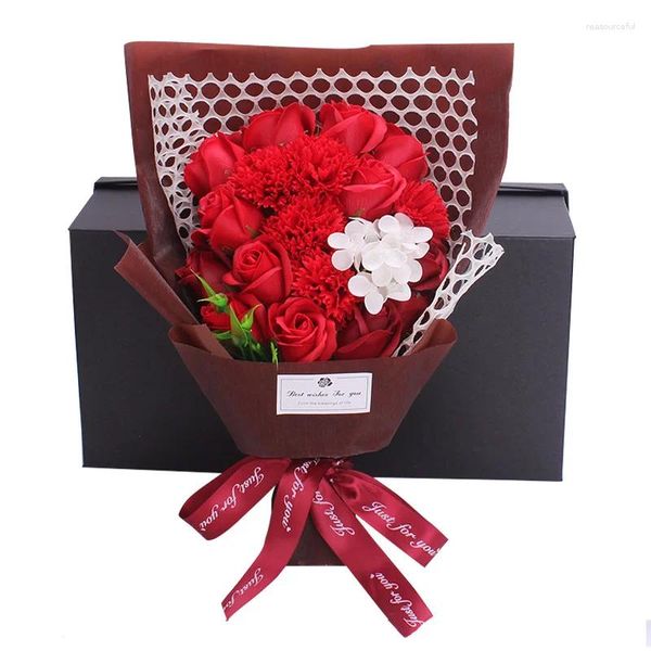 Декоративные цветы, подарок на день Святого Валентина, 19 роз, букет с мылом, свадебное украшение, Рождество, день рождения для подруги, жены, искусственный