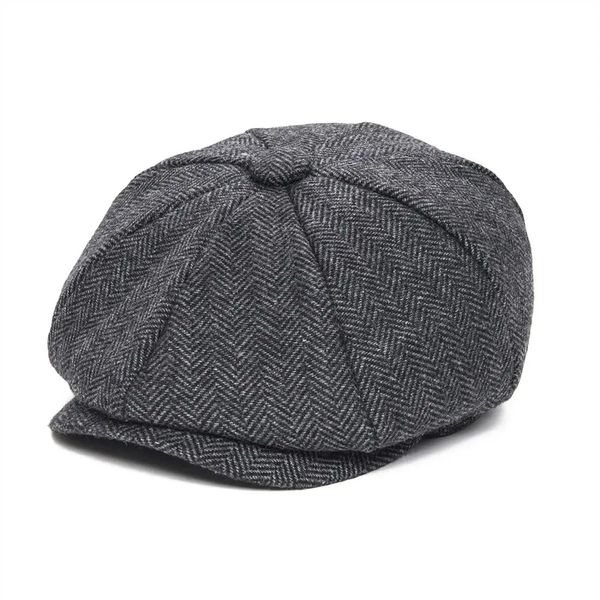 JANGOUL Berretto piatto in tweed di lana per bambini Ragazzo ragazza a spina di pesce Berretto piatto per bambini di piccole dimensioni Cappello berretto per bambini per bambini Boina 001 240108